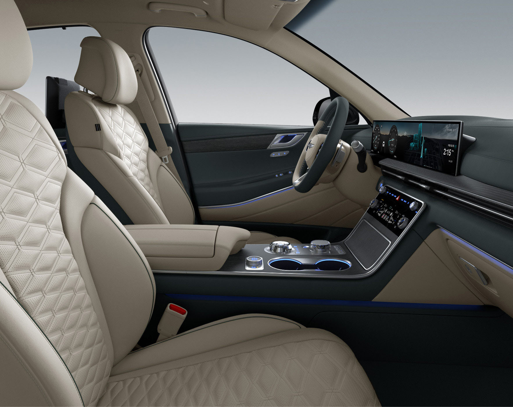 GV80 Coupe 내장 색상 쿠페 디자인Ⅱ_스모키 그린 바닐라 베이지 투톤(베이지 스티치) 12
