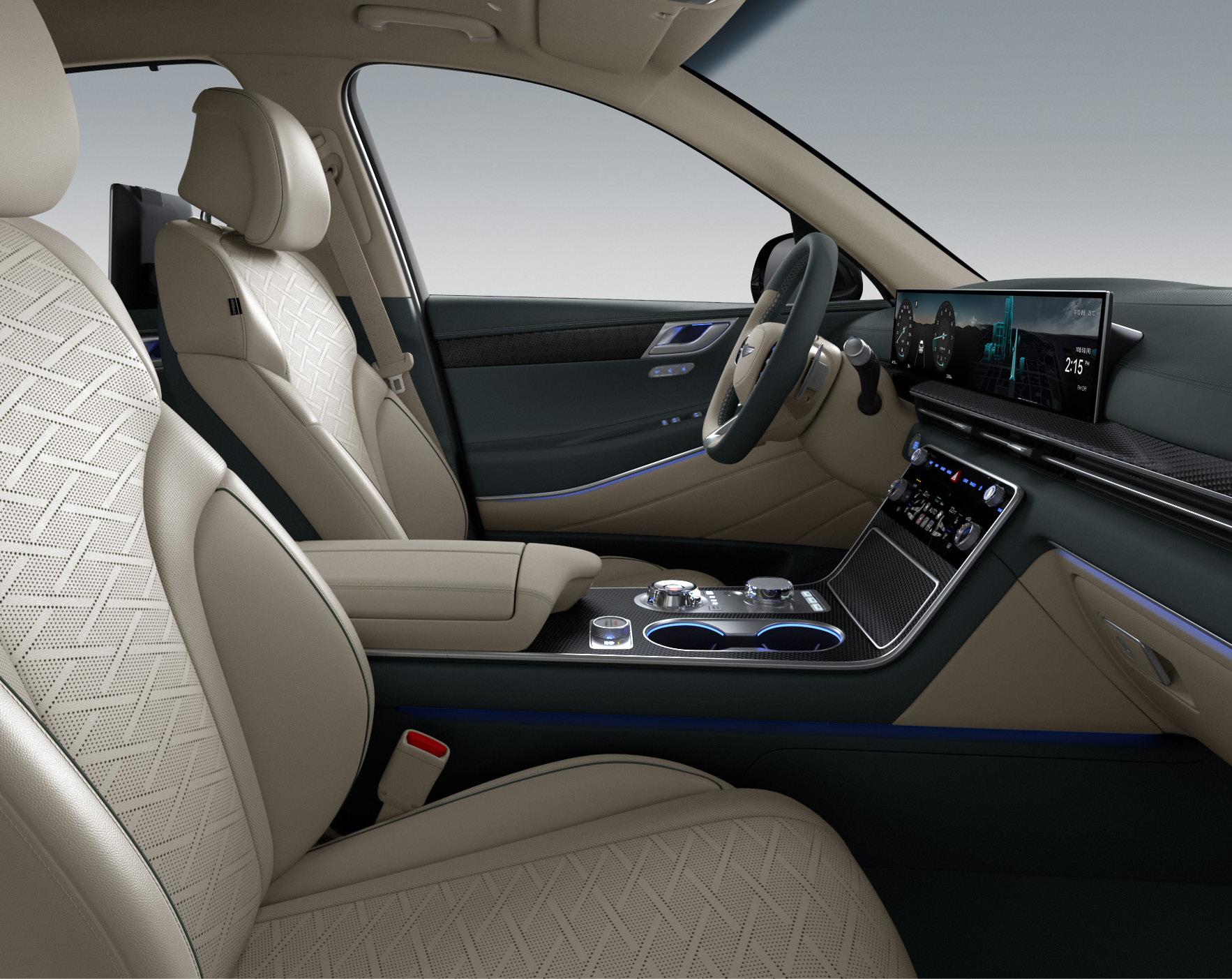 GV80 Coupe 내장 색상 쿠페 디자인Ⅰ_스모키 그린 바닐라 베이지 투톤(베이지 스티치) 11