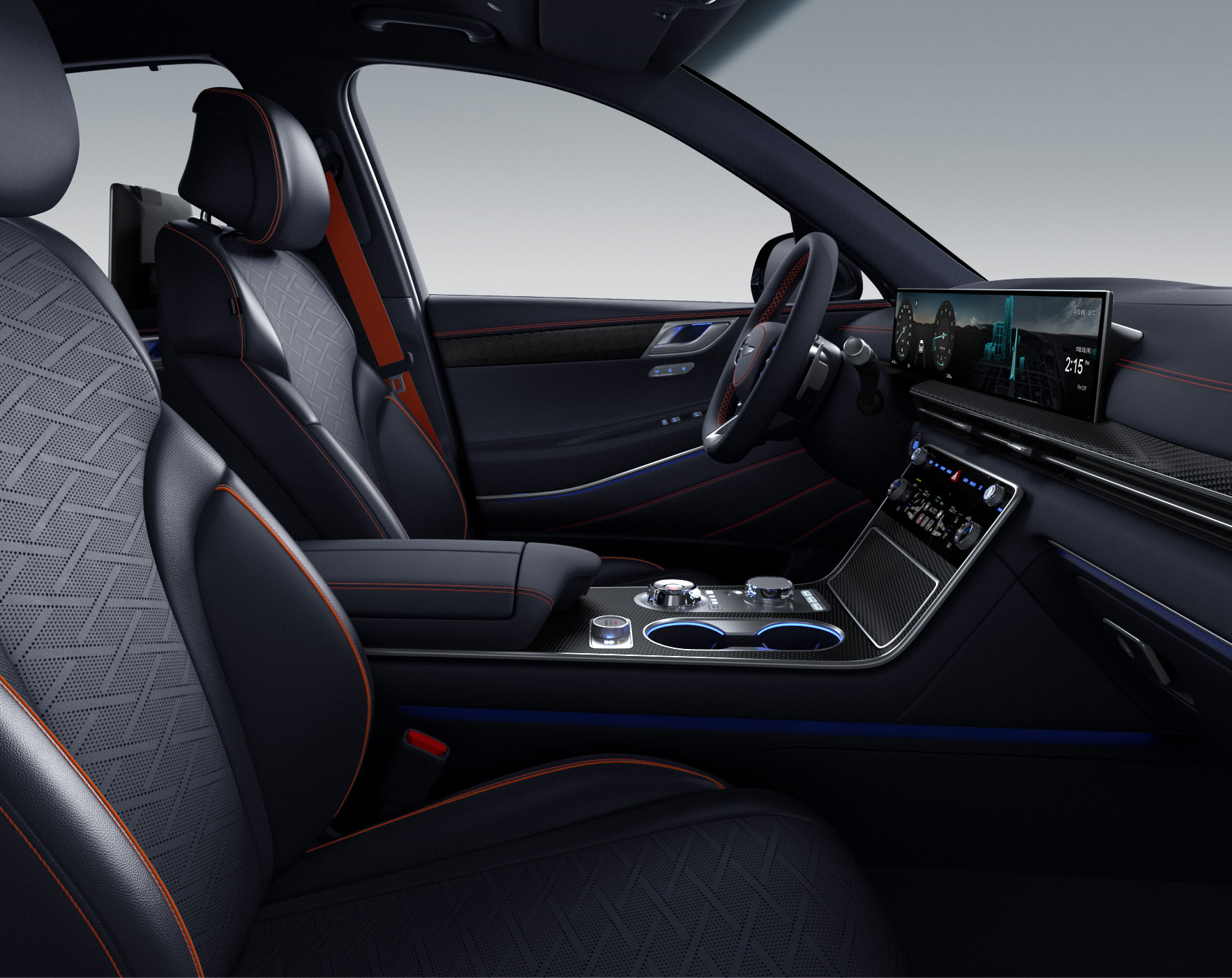 GV80 Coupe 내장 색상 쿠페 디자인Ⅰ_울트라마린 블루 모노톤(오렌지 스티치) 3