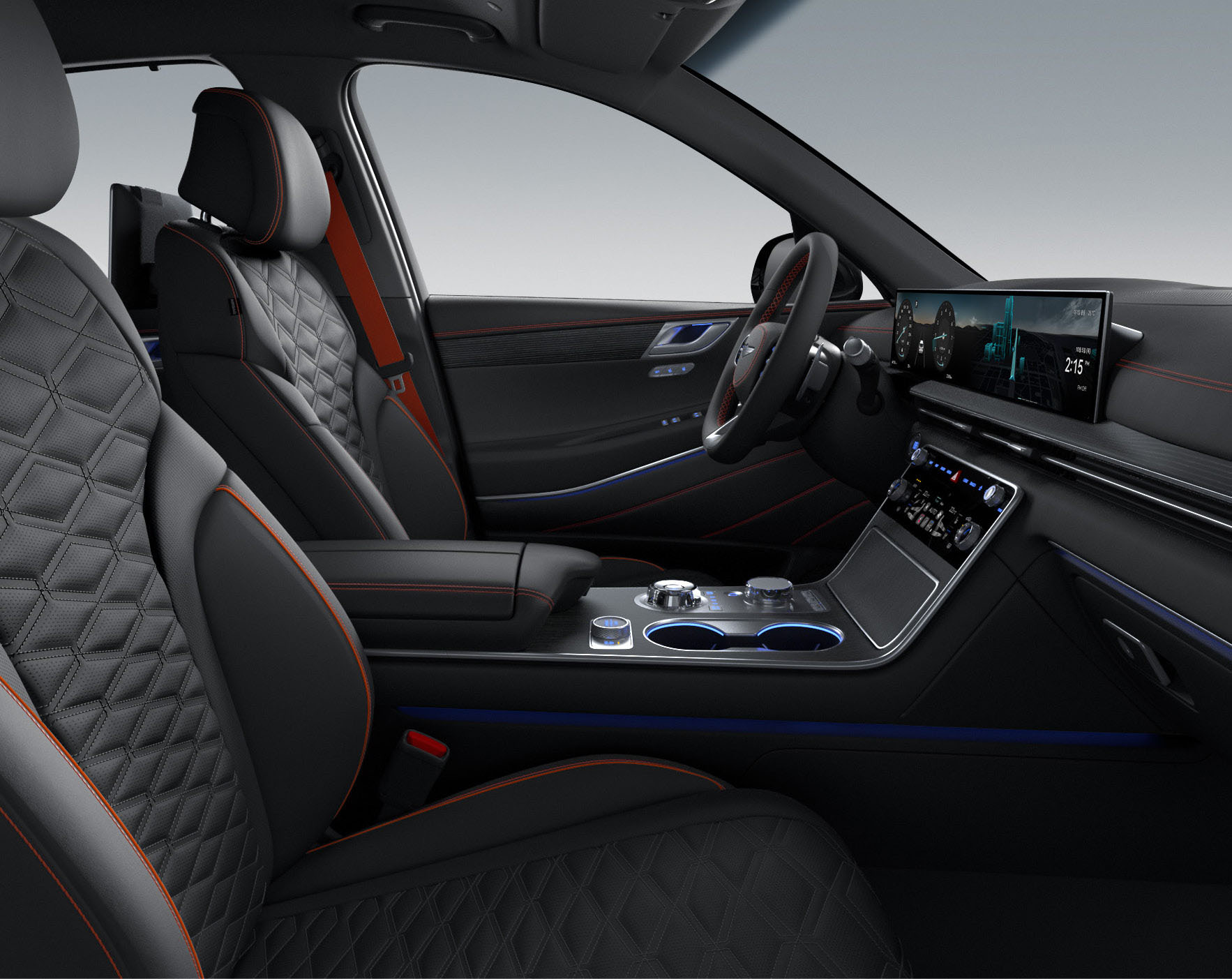 GV80 Coupe 내장 색상 쿠페 디자인Ⅱ_옵시디언 블랙 모노톤(오렌지 스티치) 2