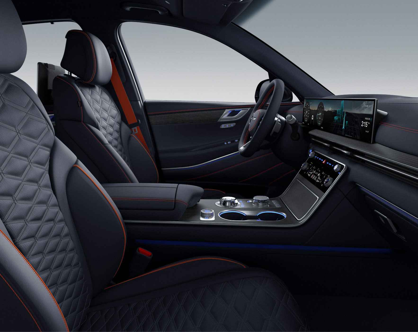 GV80 Coupe 내장 색상 쿠페 디자인Ⅱ_울트라마린 블루 모노톤(오렌지 스티치) 4
